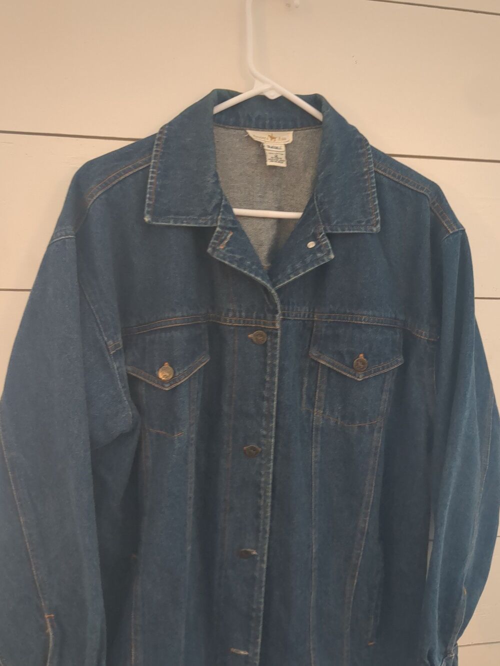 Vintage hunters run 100% cotton dark wash denim jean jacket fall winter
